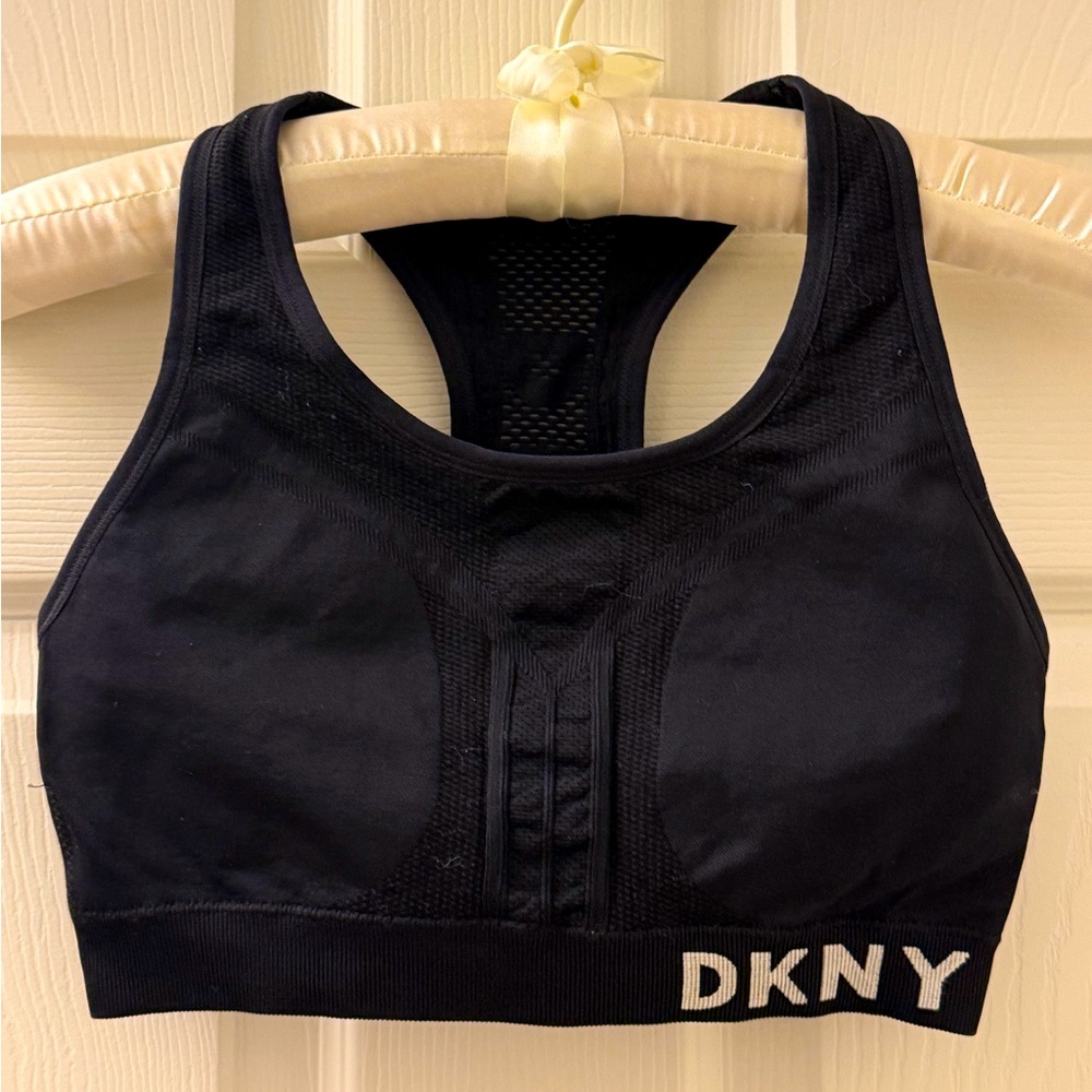 DKNY Sports Bra in black. Size Small